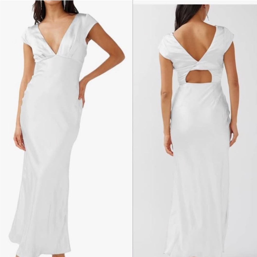 Satin style white midi dress, medium
